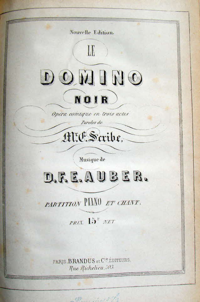 Daniel-Fran�ois-Esprit Auber (* 29. Januar 1782 in Caen; � 12. Mai 1871 in Paris) war ein franz�sischer Komponist. 
Le domino noir (Der schwarze Domino) wurde 1837 komponiert - 39 € mtl./K 350 €
