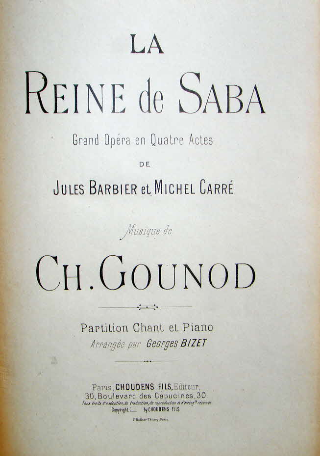 Charles Fran�ois Gounod (* 17. Juni 1818 in Paris; � 18. Oktober 1893 in Saint-Cloud) war ein franz�sischer Komponist.

La reine de Saba (Die K�nigin von Saba) Erstauff�hrung 1862 - 39 € mtl./K 350 €
