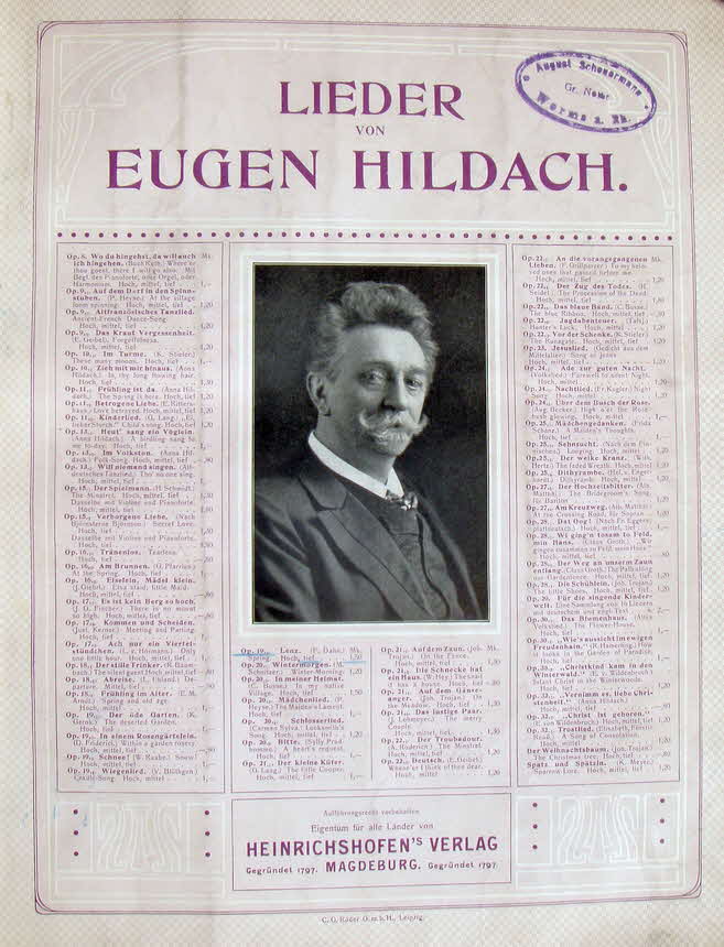 Eugen Hildach (* Wittenberge, 20. November 1849 -  � 27 Juli Jahre 1924 Berlin) war ein deutscher S�nger und Komponist  - 39 € mtl./K 350 €