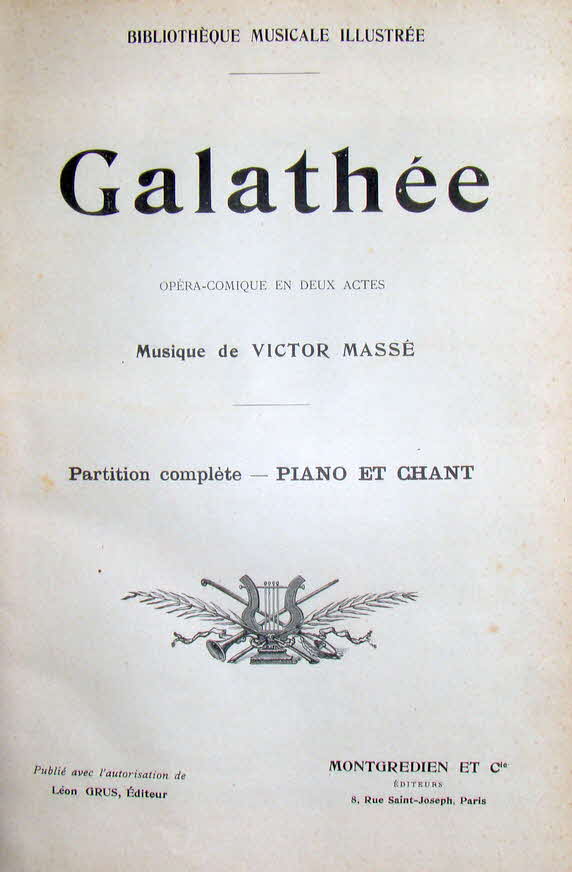 Victor Mass� (* 7. M�rz 1822 als F�lix Marie Mass� in Lorient, Bretagne � 5. Juli 1884 in Paris) war ein franz�sischer Komponist.

Galath�e komponiert 1852 - erste Auff�hrung 14. April 1852 Paris, Op�ra-Comique - 39 € mtl./K 350 €