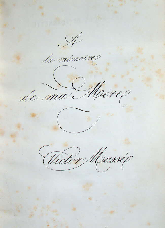 ictor Mass� (* 7. M�rz 1822 als F�lix Marie Mass� in Lorient, Bretagne � 5. Juli 1884 in Paris) war ein franz�sischer Komponist.

Les noces de Jeannette (Die Hochzeit der Jeanette) komponiert 1853 - 1 Akt - erste Auff�hrung 4. Febr. 1854 Paris, Op�ra-Comique - 39 € mtl./K 350 €
