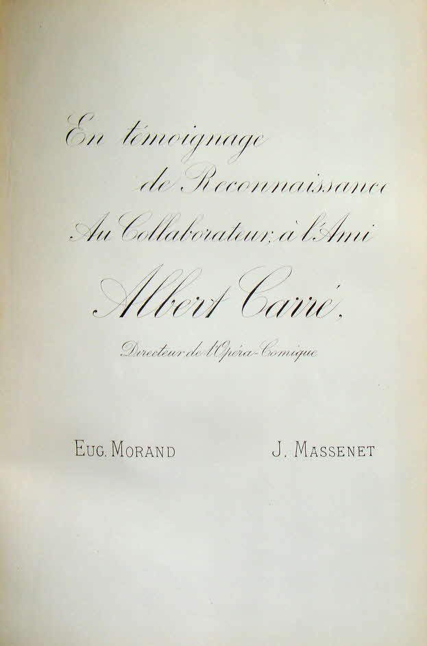 Jules �mile Fr�d�ric Massenet (* 12. Mai 1842 in Montaud bei Saint-�tienne; � 13. August 1912 in Paris) war ein franz�sischer Opernkomponist.

Gris�lidis - Lyrisches M�rchen in einem Prolog und drei Akten, erste Auff�hrung Paris 1901 - 39 € mtl./K 350 €
