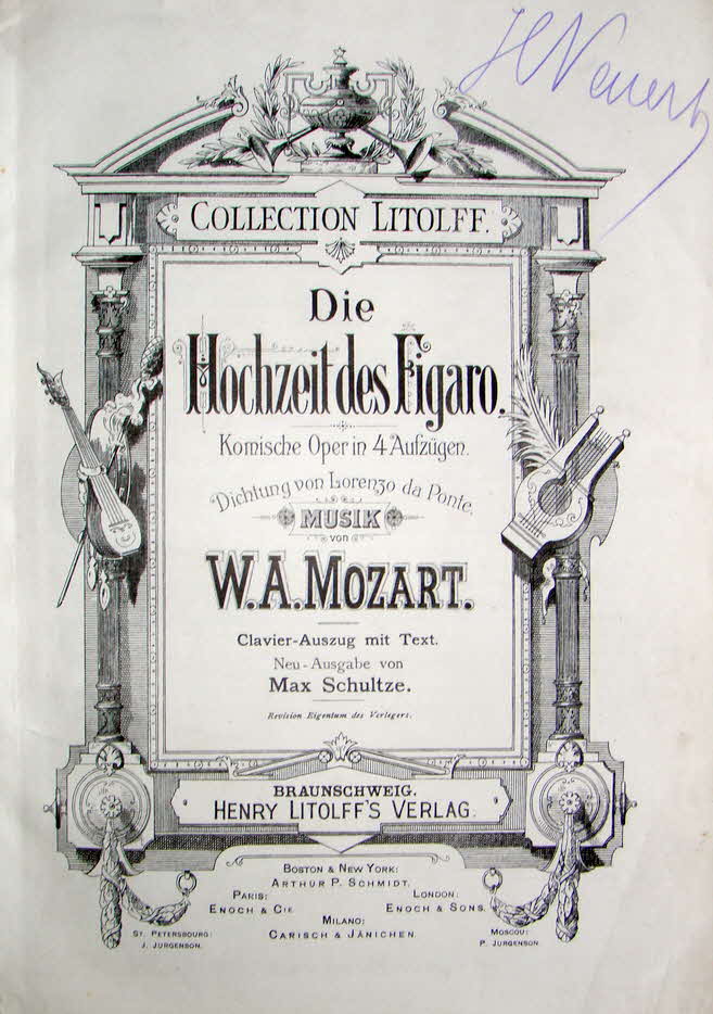Wolfgang Amadeus Mozart, mit vollst�ndigem Taufnamen: Joannes Chrysostomus Wolfgangus Theophilus Mozart (* 27. Januar 1756 in Salzburg, � 5. Dezember 1791 in Wien), war ein �sterreichischer Komponist.

Le nozze di Figaro komponiert 1786 KV 492 - 39 € mtl./K 350 €