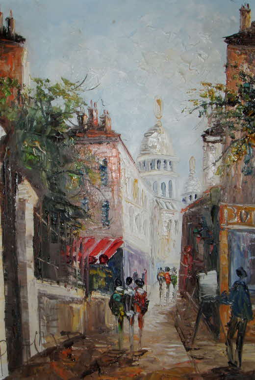 Paris - Montmartre -  Rue Saint-Rustique mit Blick zur Sacre Coeur - um 1973 - 55 x 38 cm - - 59 € mtl./K 850 €