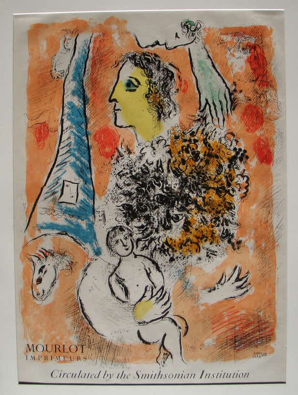 Marc Chagall  (1887-1985) - Offrande � la Tour Eiffel -  Farblithographie bei Mourlot, Paris 1964. Blgr. 71,5 x 51,5 cm - Namenszug im Stein und Text "Circulated by the Smithsonian Institution" - Sorlier 49 - Mourlot 516 - 82 x 64 cm - 99 € mtl./K 1250 €