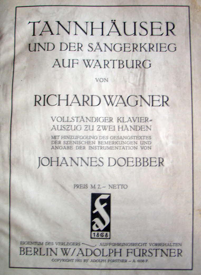 Richard Wagner (1813-1883)  Tannh�user   Libretto April 1843   Musik April 1845   Erstauff�hrung 19.Oktober 1845 Dresden - 39 € mtl./K 350 €
