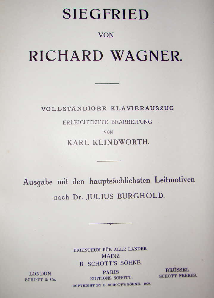 Richard Wagner (1813-1883)  Siegfried   Libretto Juni 1851   Musik Februar 1871	  Erstauff�hrung 16.August 1876 Bayreuth - 39 € mtl./K 350 €
