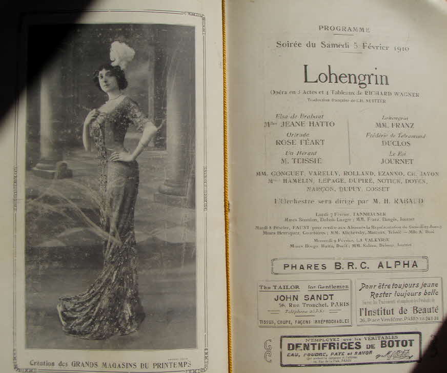LOHENGRIN - Opera de Paris - 3 Februar 1910