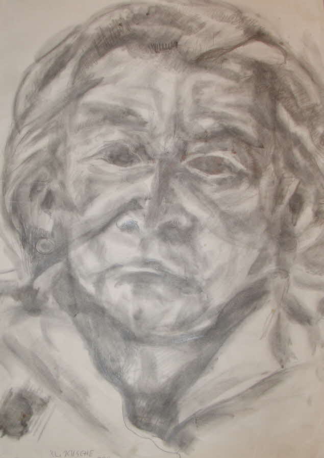 Klaus Kusche (1931 - 1997) - Portr�t einer Dame - Stiftzeichnung um 1950 - 41 x 30 cm - 39 € mtl./K 450 €