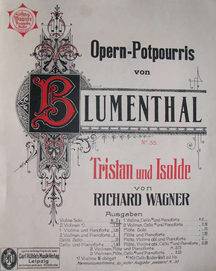 Richard Wagner (1813-1883) - Opernpotpourri f�r Violine und Klavier - 1904 - 39 € mtl./K 250 €