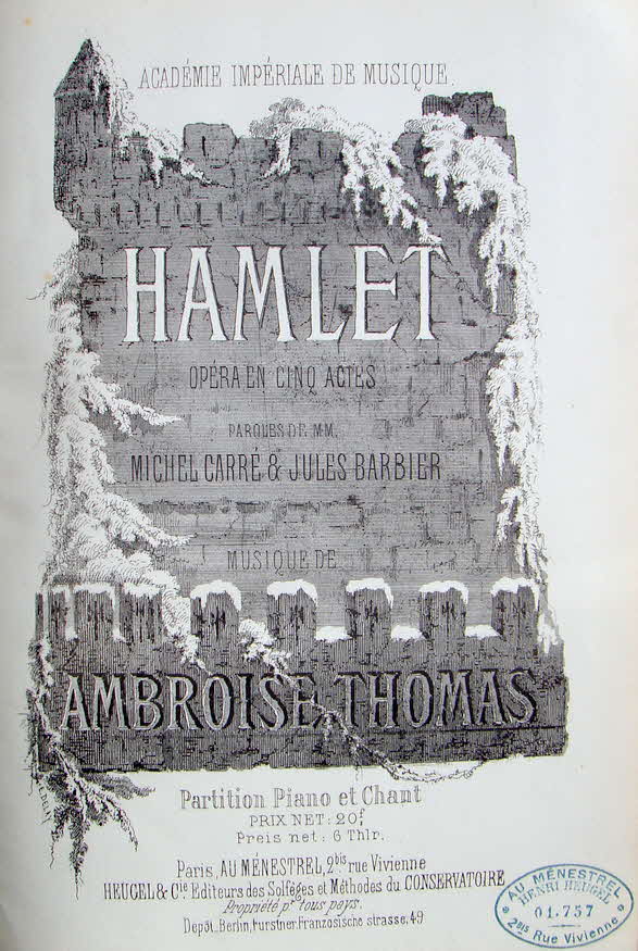 Charles Louis Ambroise Thomas (* 5. August 1811 in Metz; � 12. Februar 1896 in Paris) war ein franz�sischer Komponist.

Hamlet, komponiert um 1868; nach Shakespeares Hamlet; Libretto von Jules Barbier und Michel Carr� - 39 € mtl./K 350 €